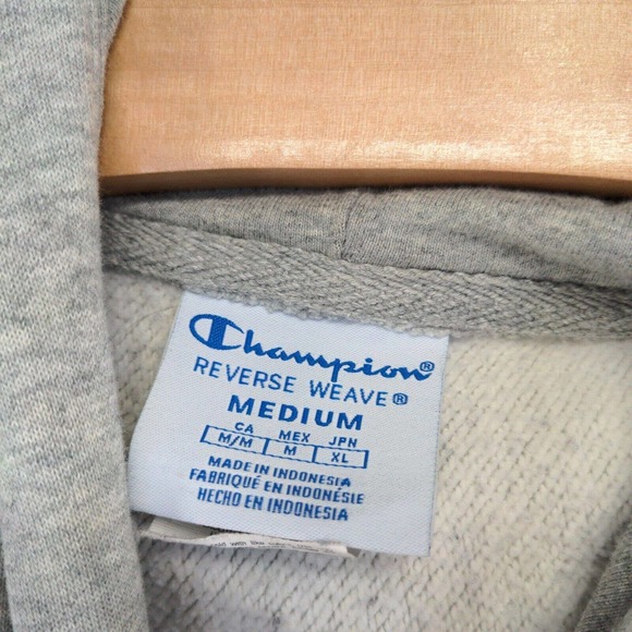 Champion Reverse Weave Men's Hoodie Gray Medium Pullover Long Sleeve Pockets - Picture 10 of 14